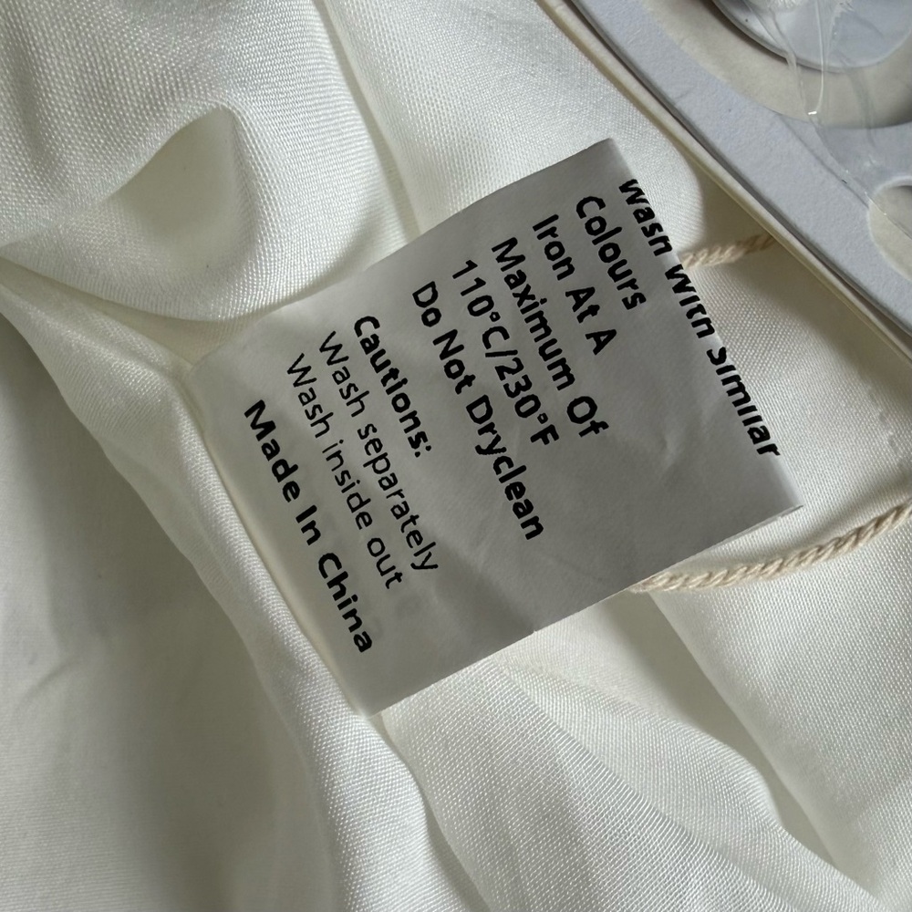 Commense White Tie Strap Ruffle Button Front Mini… - image 11